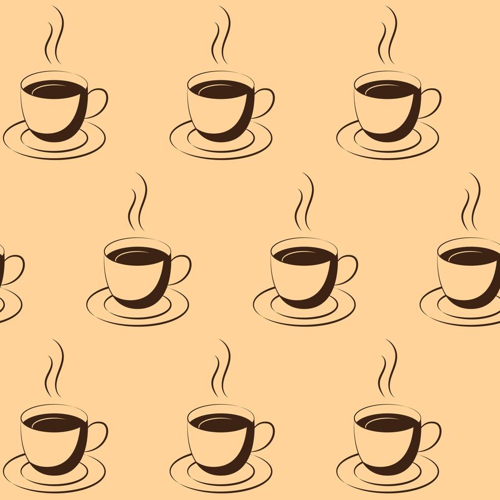 Vector seamless pattern with steamed coffee cups. Design for wrapping paper, postcard, textile