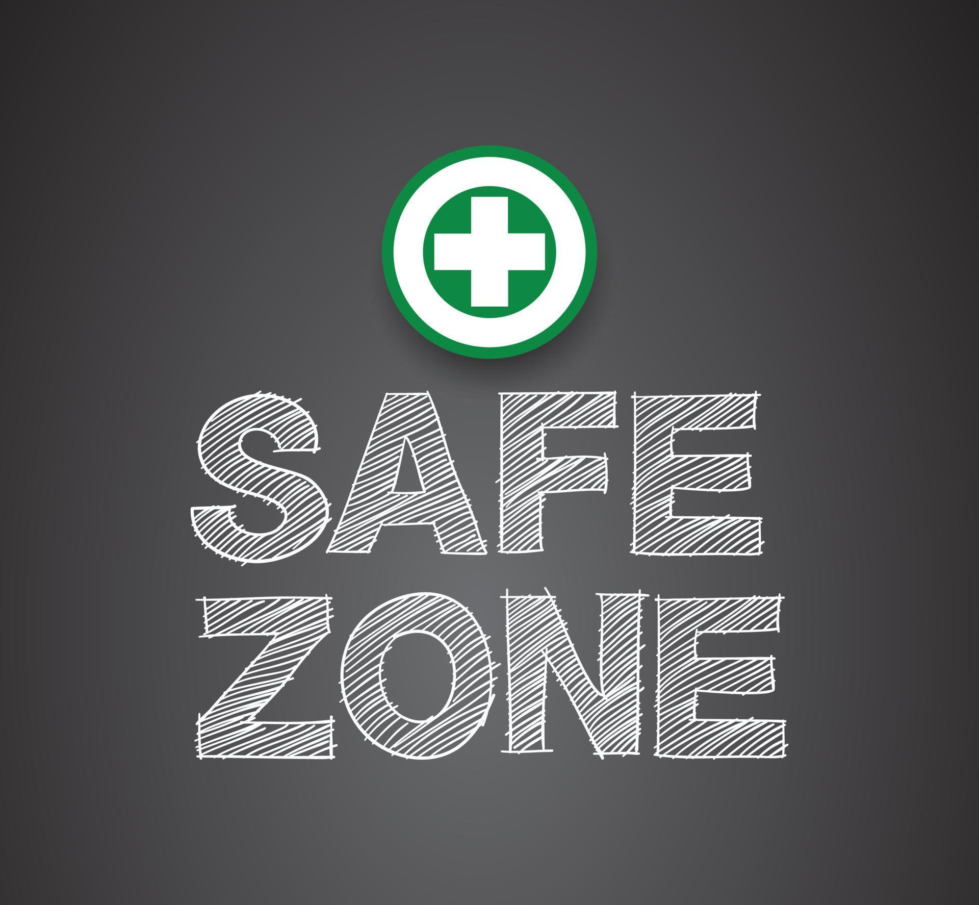 Safe zone handwritten style, safety first concept, Vector illustration