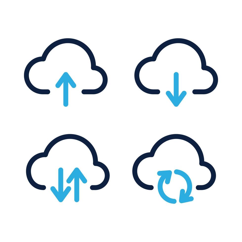 Upload and download cloud arrow vector symbols vector graphic