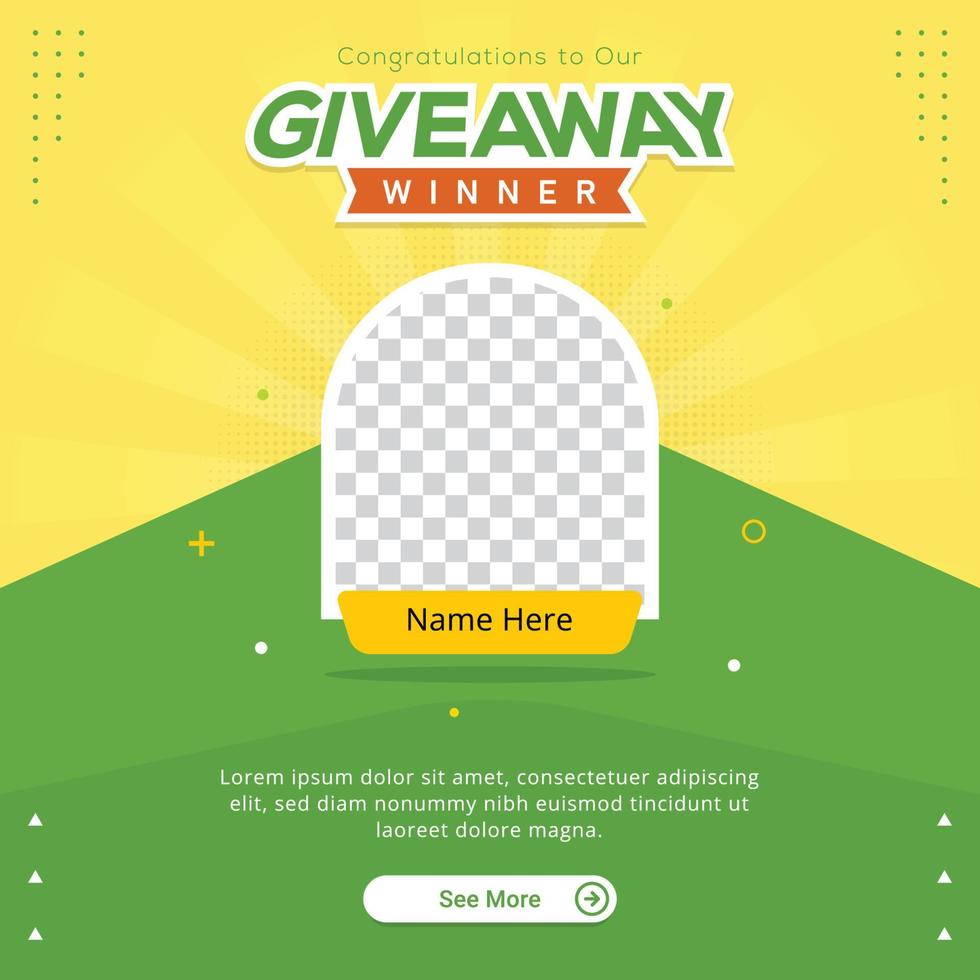 Giveaway winner banner congratulation greeting for social media post template vector