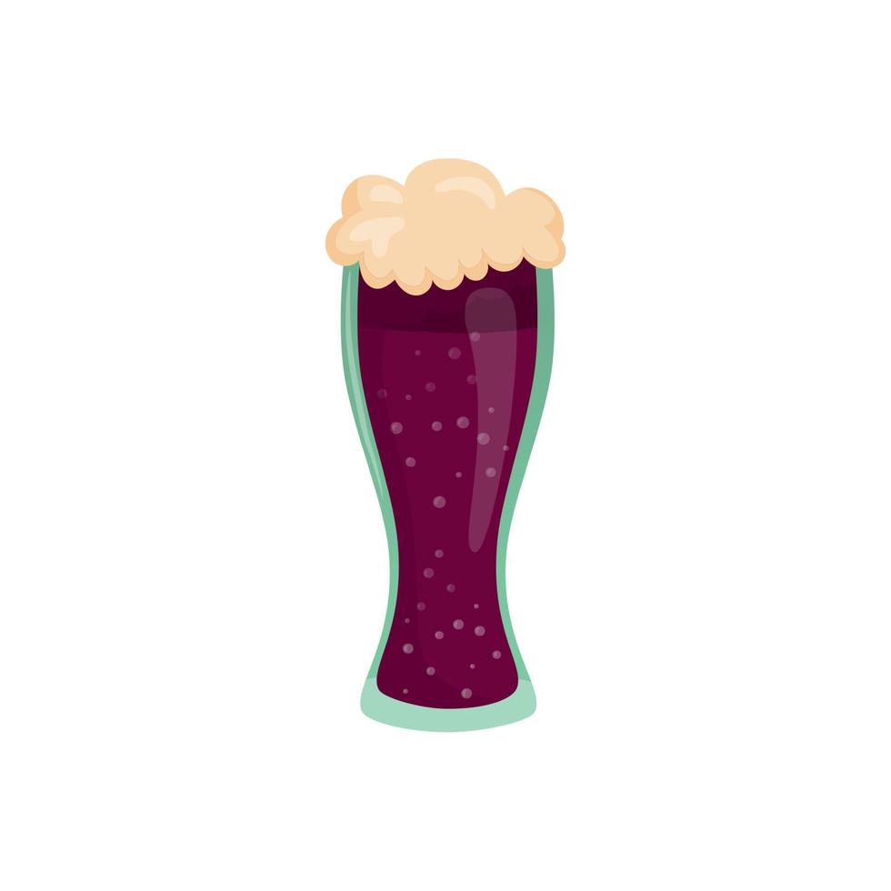 Glass of fresh dark foamy beer - Vector