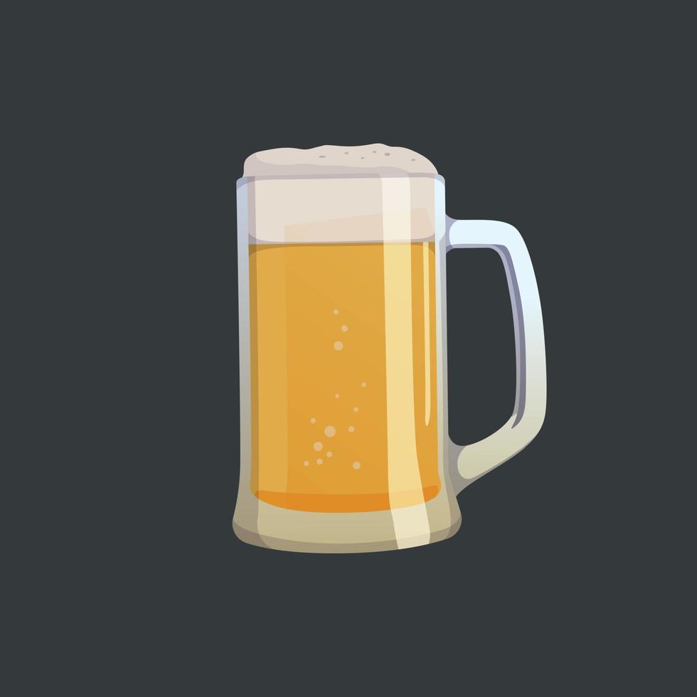 Large mug of fresh light foamy beer - Vector