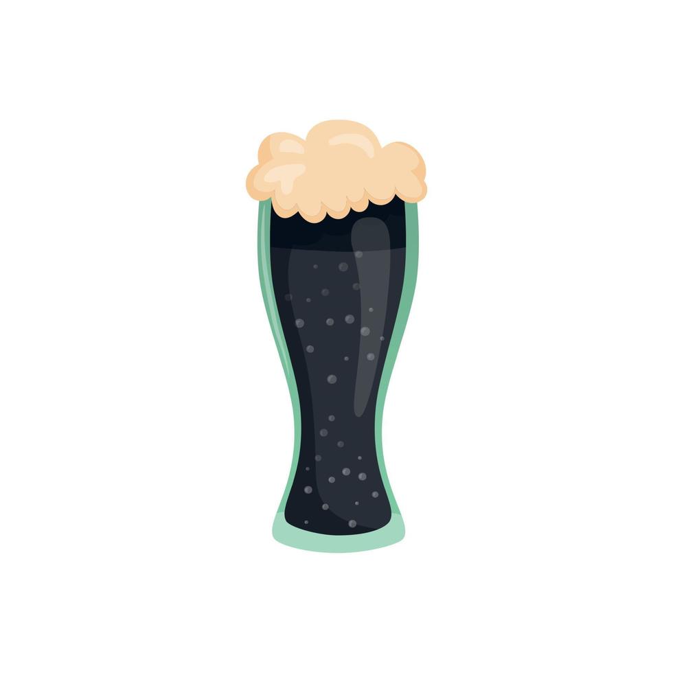 Glass of fresh dark foamy beer - Vector