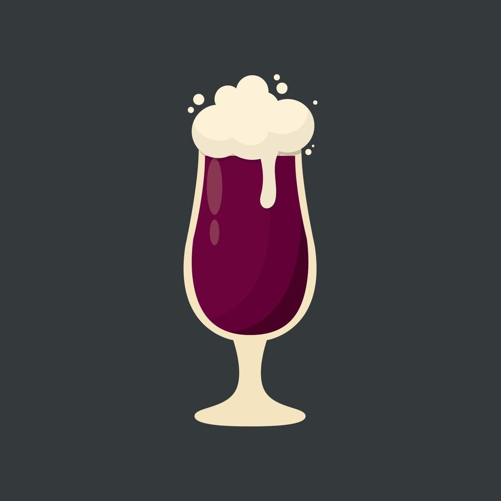 Glass of fresh dark foamy beer - Vector