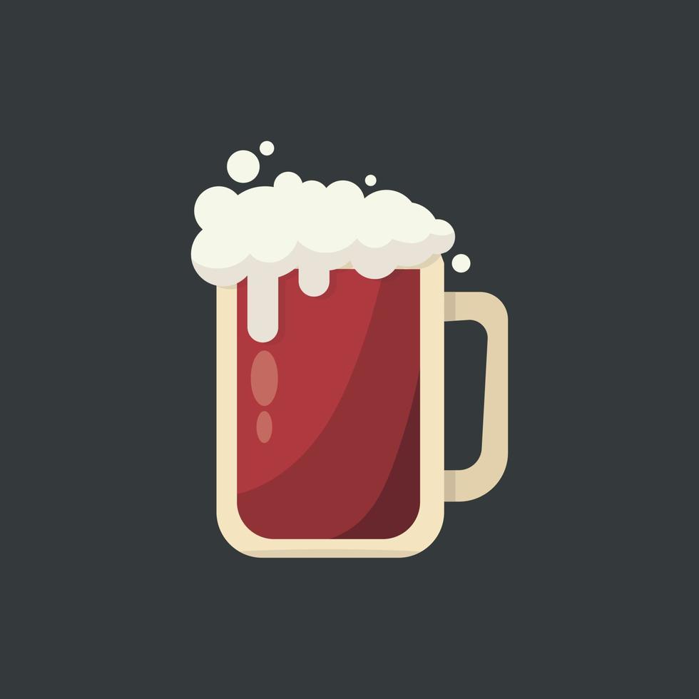 Large mug of fresh dark foamy beer - Vector