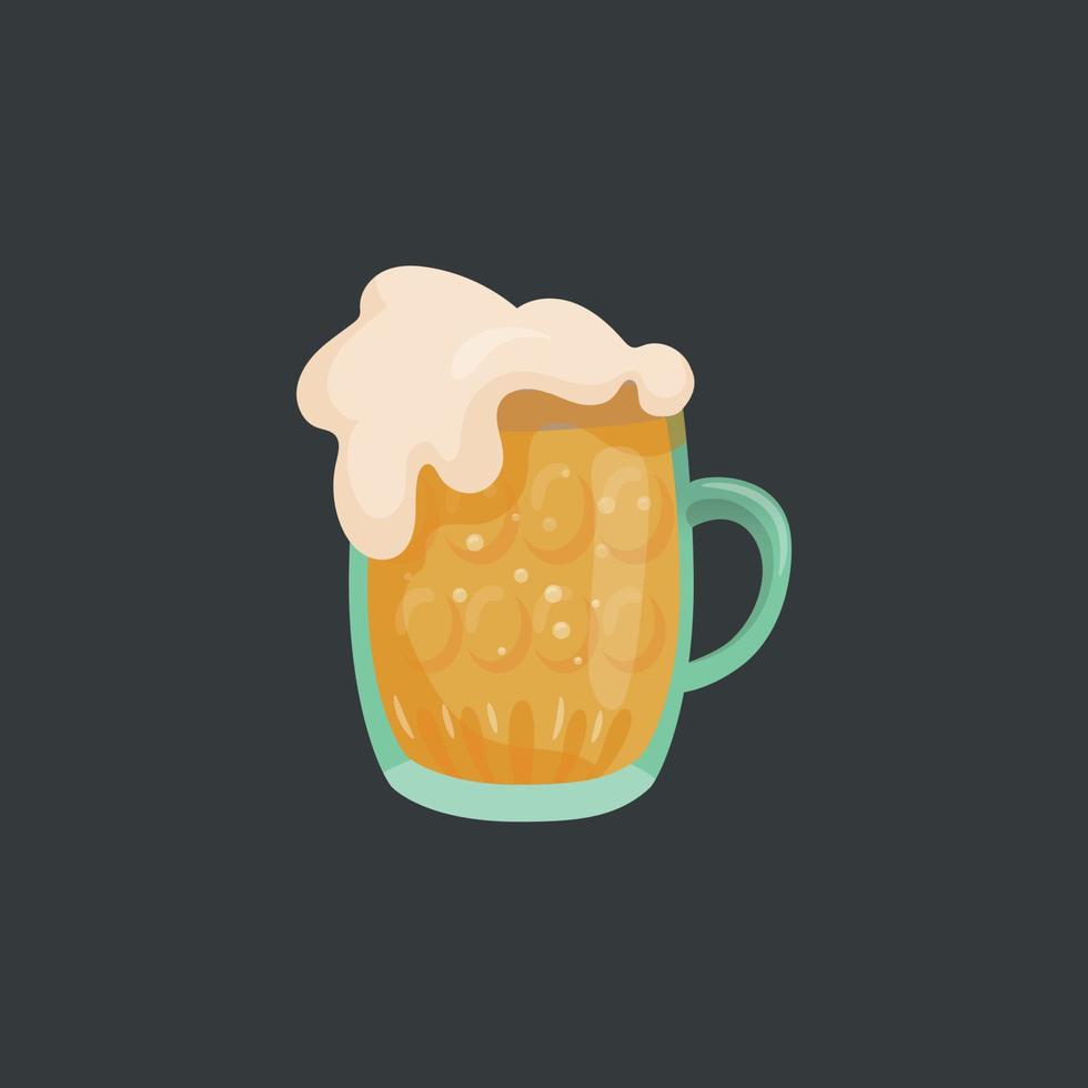 Large mug of fresh light foamy beer - Vector