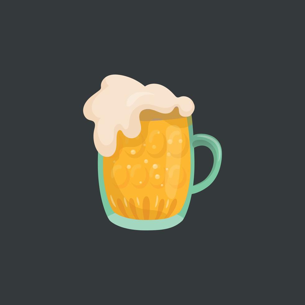 Large mug of fresh light foamy beer - Vector