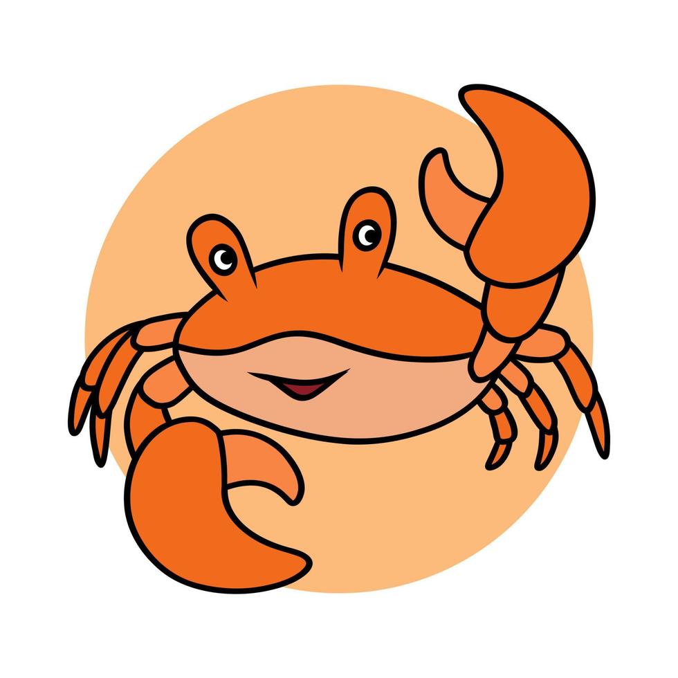 Crab character cartoon. Seafood Logo. Marine animal icon symbol vector