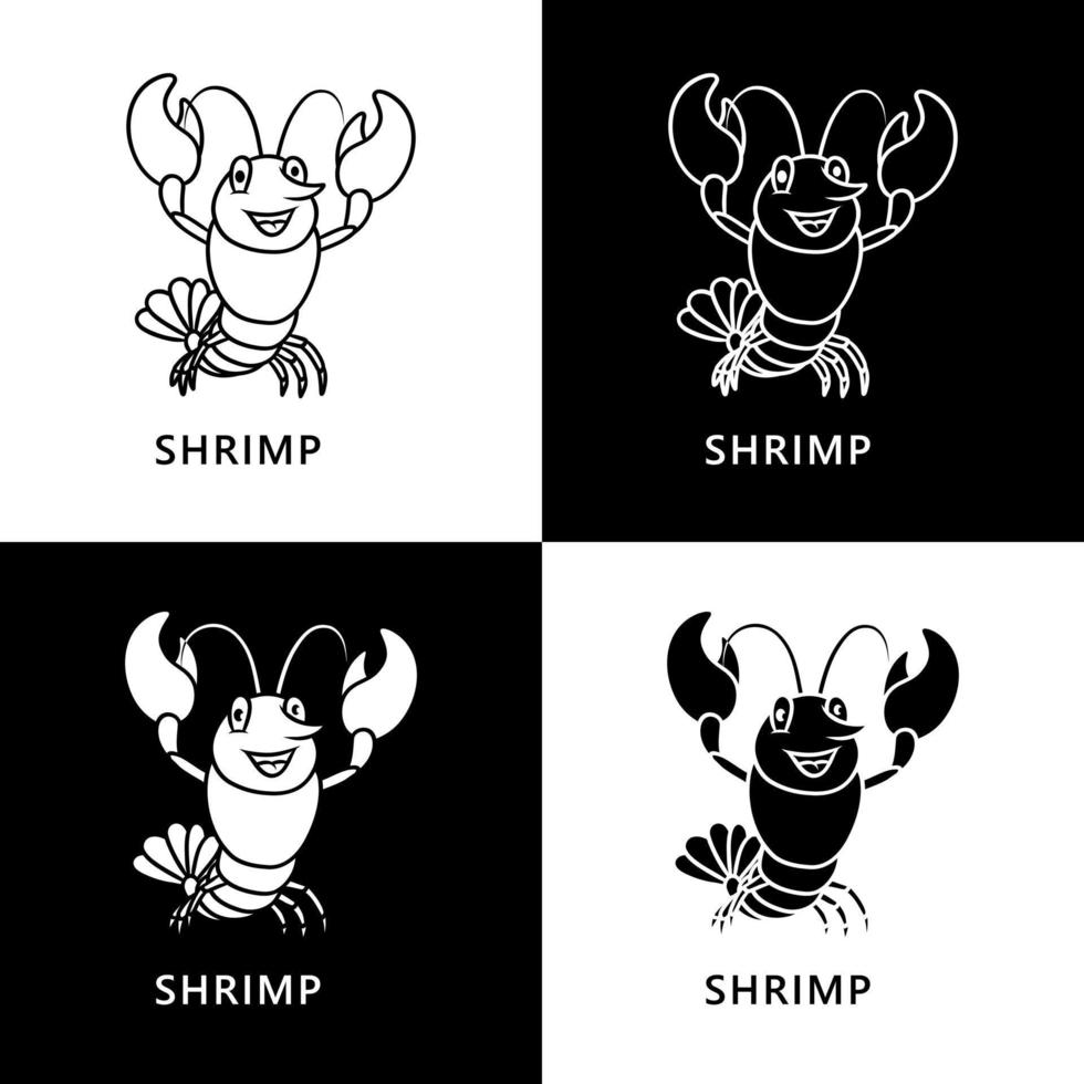 Shrimp Cartoon Vector. Seafood Mascot Logo. Ocean Animal Symbol Icon Character Element. Crustacean Animal Marine vector