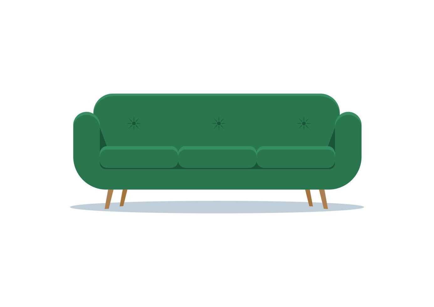 sofá verde moderno en vector de estilo plano