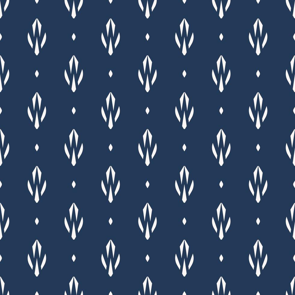 Ethnic blue white color wallpaper pattern. Small geometric ethnic abstract flower shape seamless pattern background. Use for fabric, textile, interior decoration elements, upholstery, wrapping. vector