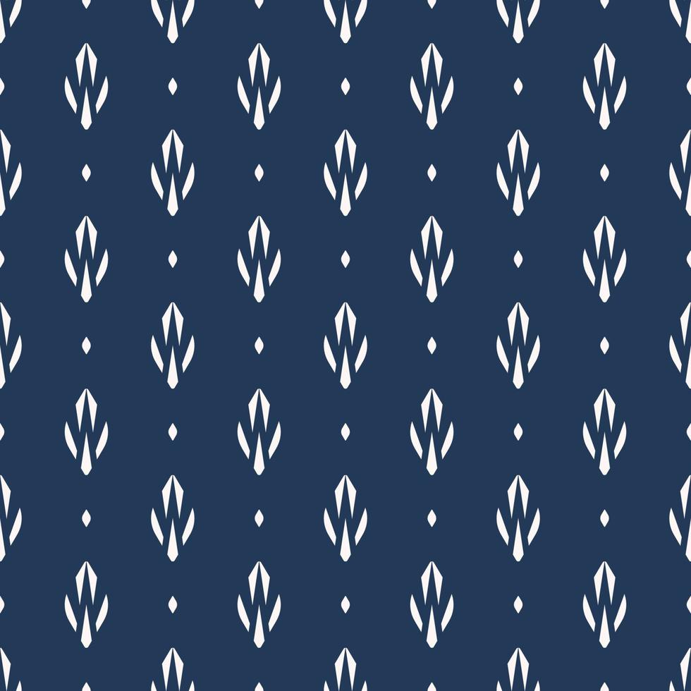 Ethnic blue white color wallpaper pattern. Small geometric ethnic abstract flower shape seamless pattern background. Use for fabric, textile, interior decoration elements, upholstery, wrapping. vector