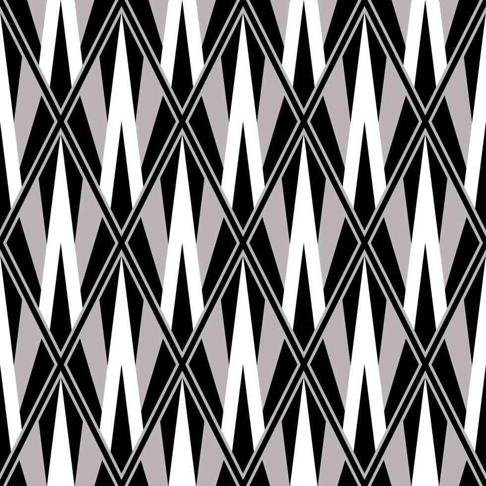 patrón gris monocromático geométrico. Fondo de patrón sin costuras en forma de diamante geométrico gris monocromo abstracto. uso para telas, textiles, elementos de decoración de interiores, tapicería, envoltura. vector