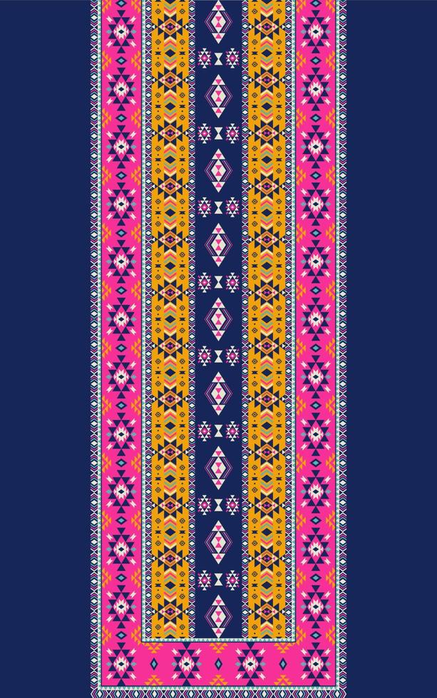 vestido étnico, patrón de camisas. patrón de bordado de escote étnico. Patrón tradicional de escote geométrico suroeste azteca. moda de camisetas de arte tribal. adornos de borde de bordado de cuello. vector