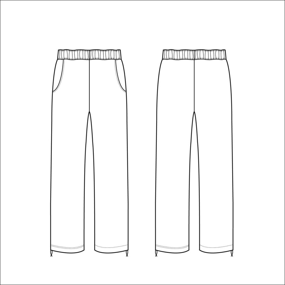 plantilla de boceto de pantalones de mujer vector