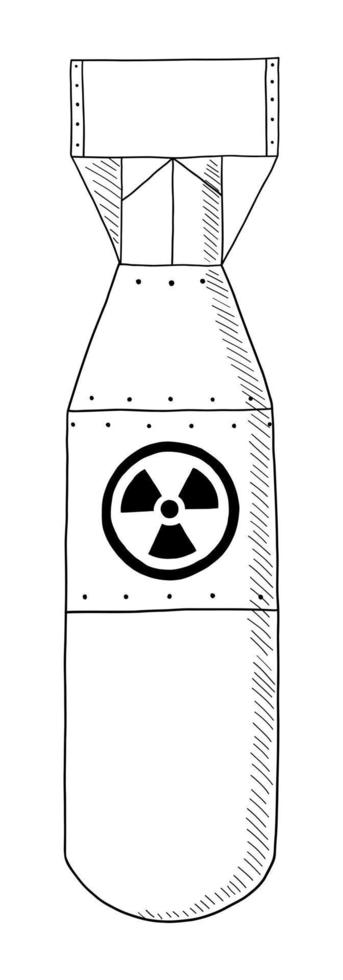 VECTOR BLACK AND WHITE CONTOUR ILLUSTRATION OF A NUCLEAR BOMB