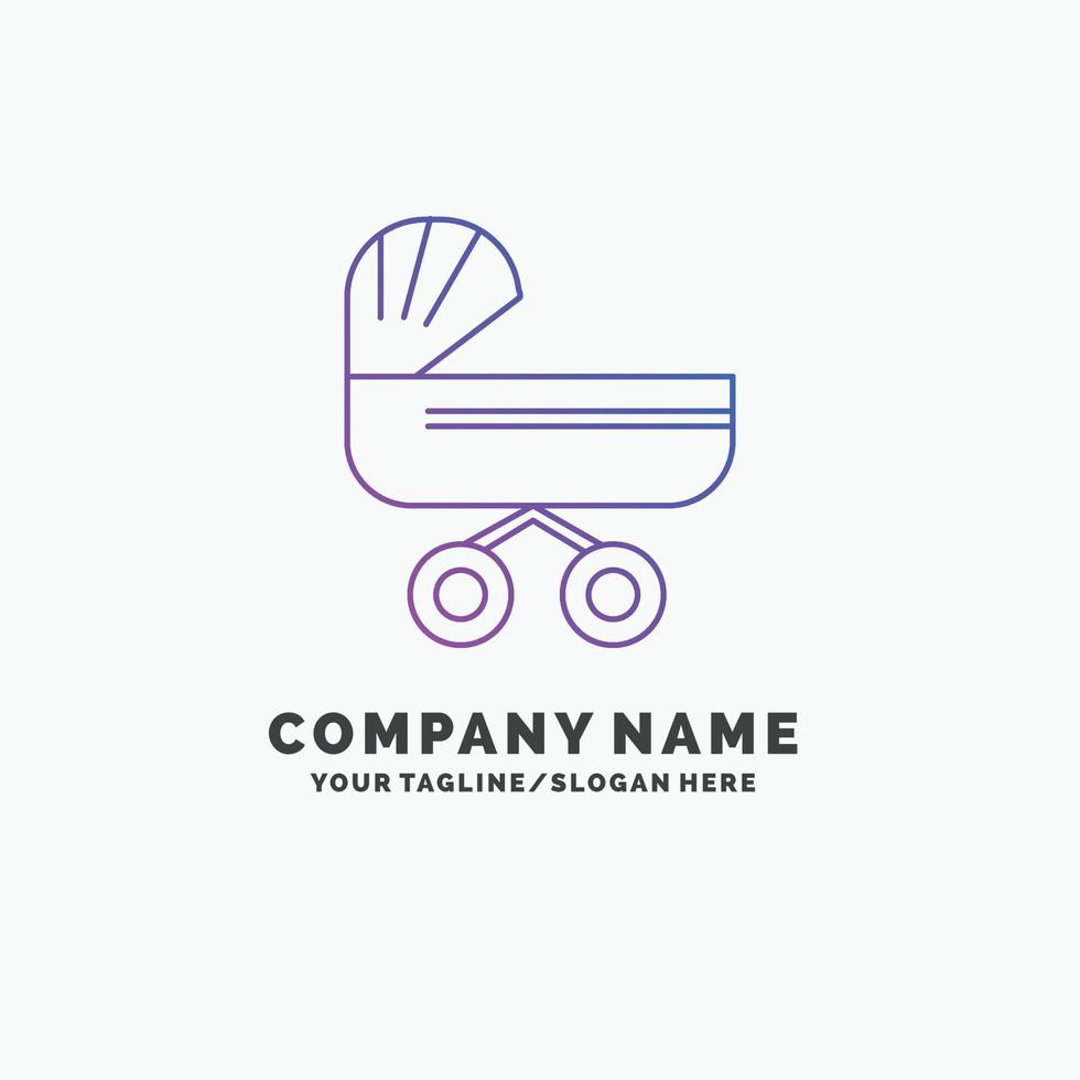 trolly. baby. kids. push. stroller Purple Business Logo Template. Place for Tagline vector