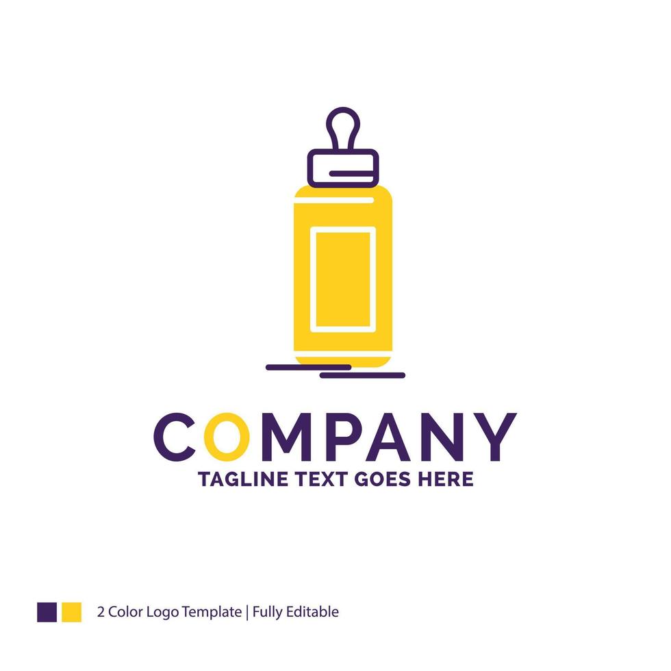 Company Name Logo Design For feeder. bottle. child. baby. milk. Purple and yellow Brand Name Design with place for Tagline. Creative Logo template for Small and Large Business. vector