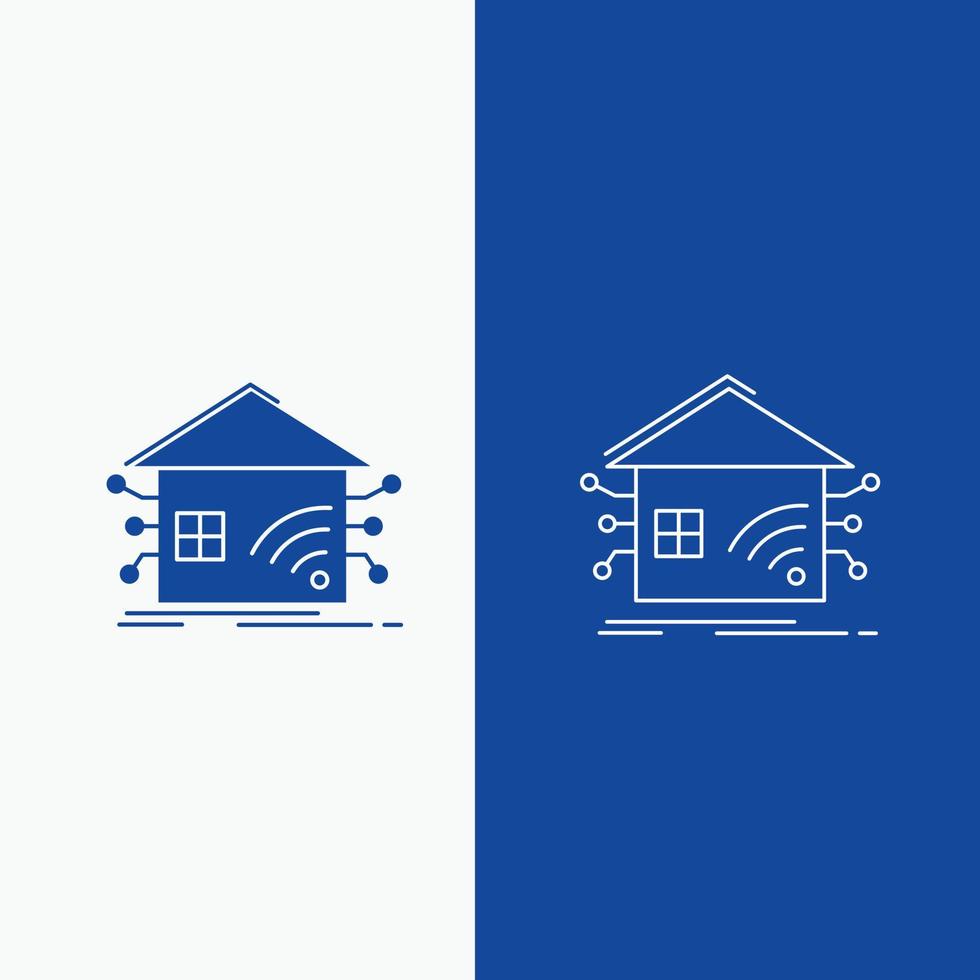 Automation. home. house. smart. network Line and Glyph web Button in Blue color Vertical Banner for UI and UX. website or mobile application vector