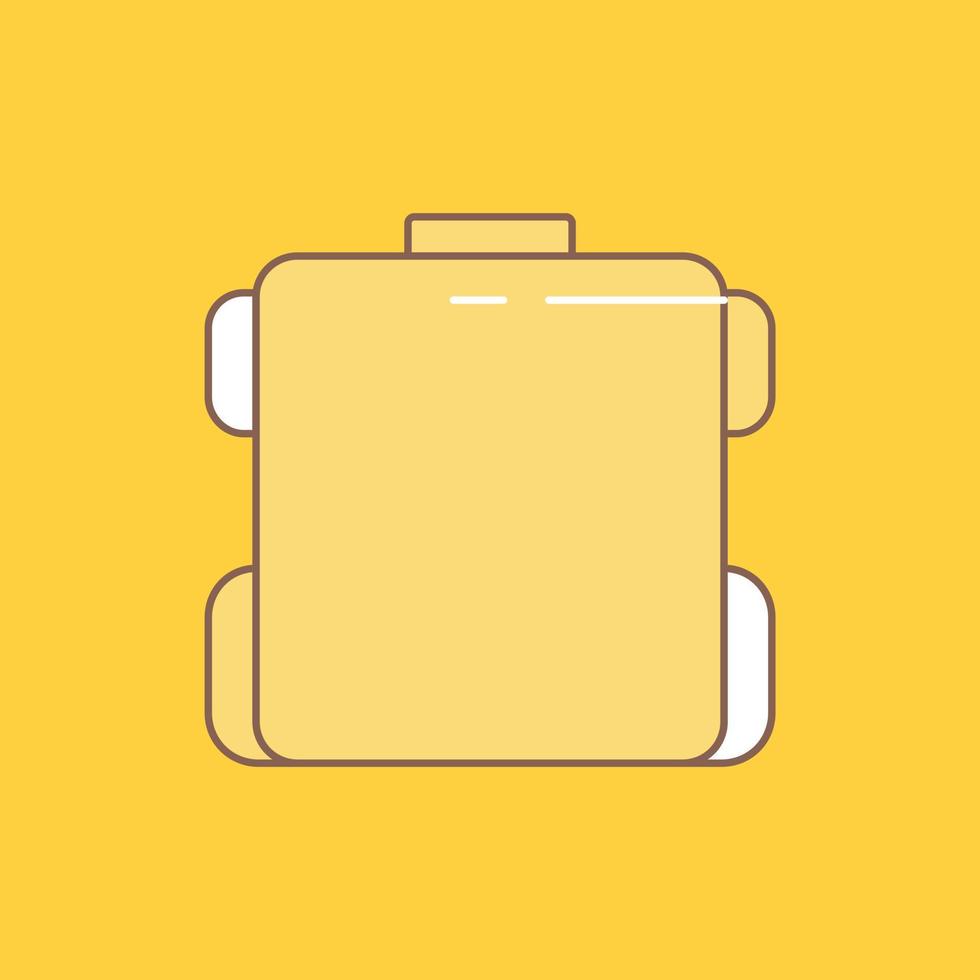 bolsa. cámping. cremallera. senderismo. icono lleno de línea plana de equipaje. hermoso botón de logotipo sobre fondo amarillo para ui y ux. sitio web o aplicación móvil vector