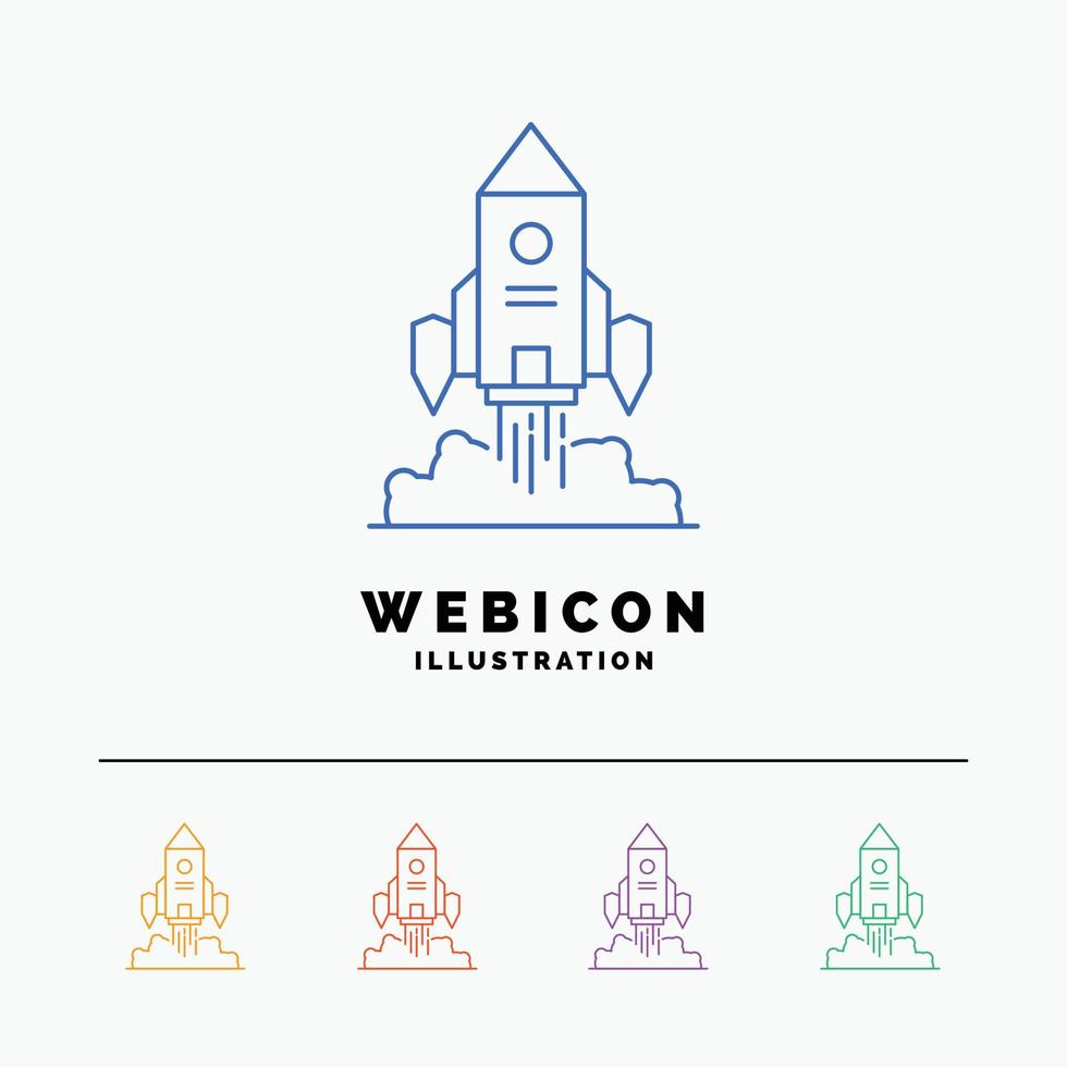 Rocket. spaceship. startup. launch. Game 5 Color Line Web Icon Template isolated on white. Vector illustration