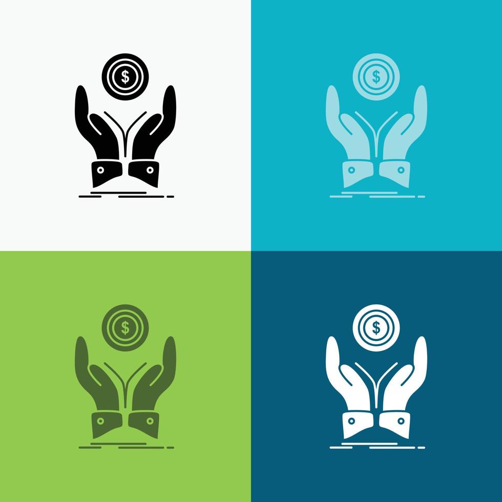 coin. hand. stack. dollar. income Icon Over Various Background. glyph style design. designed for web and app. Eps 10 vector illustration