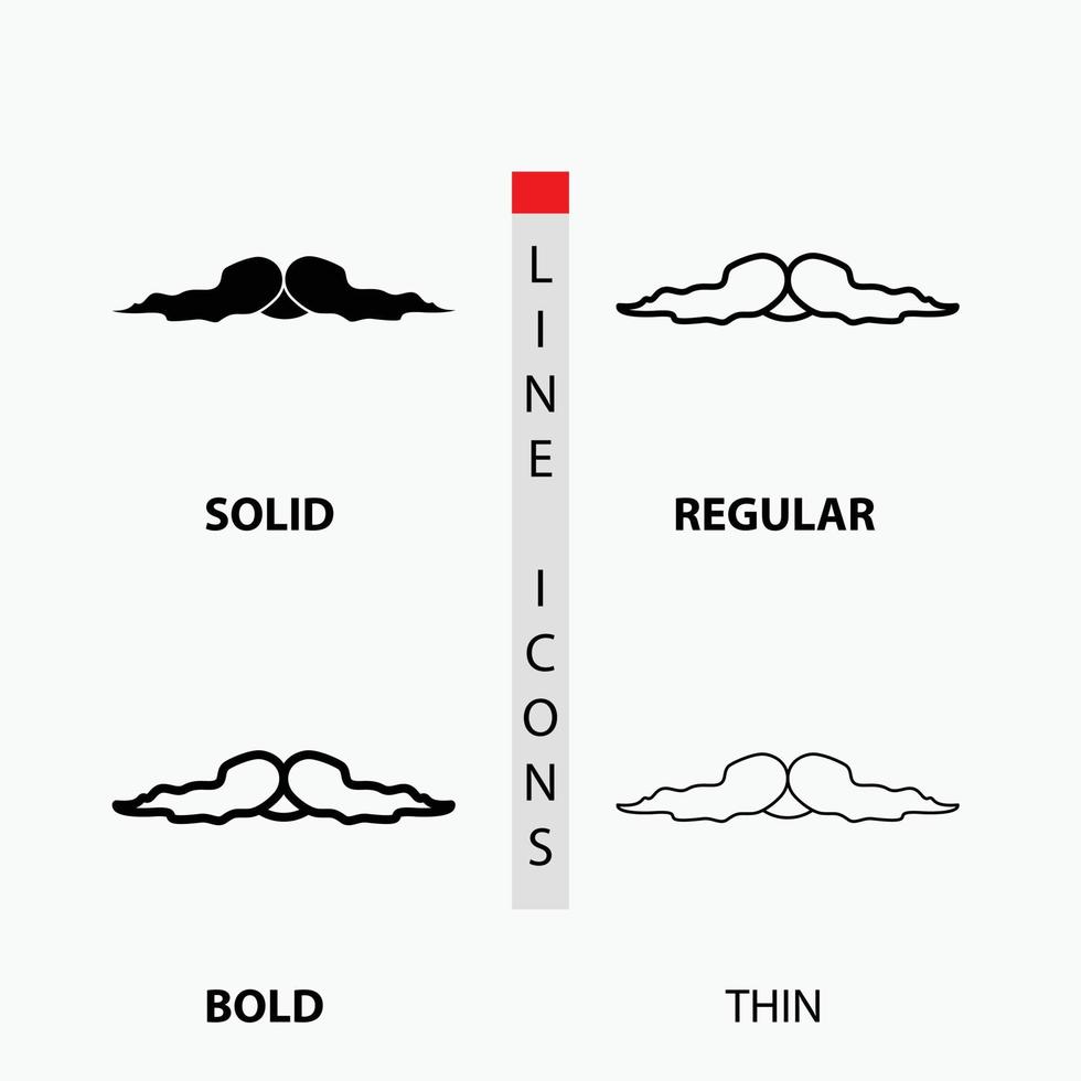 moustache. Hipster. movember. male. men Icon in Thin. Regular. Bold Line and Glyph Style. Vector illustration