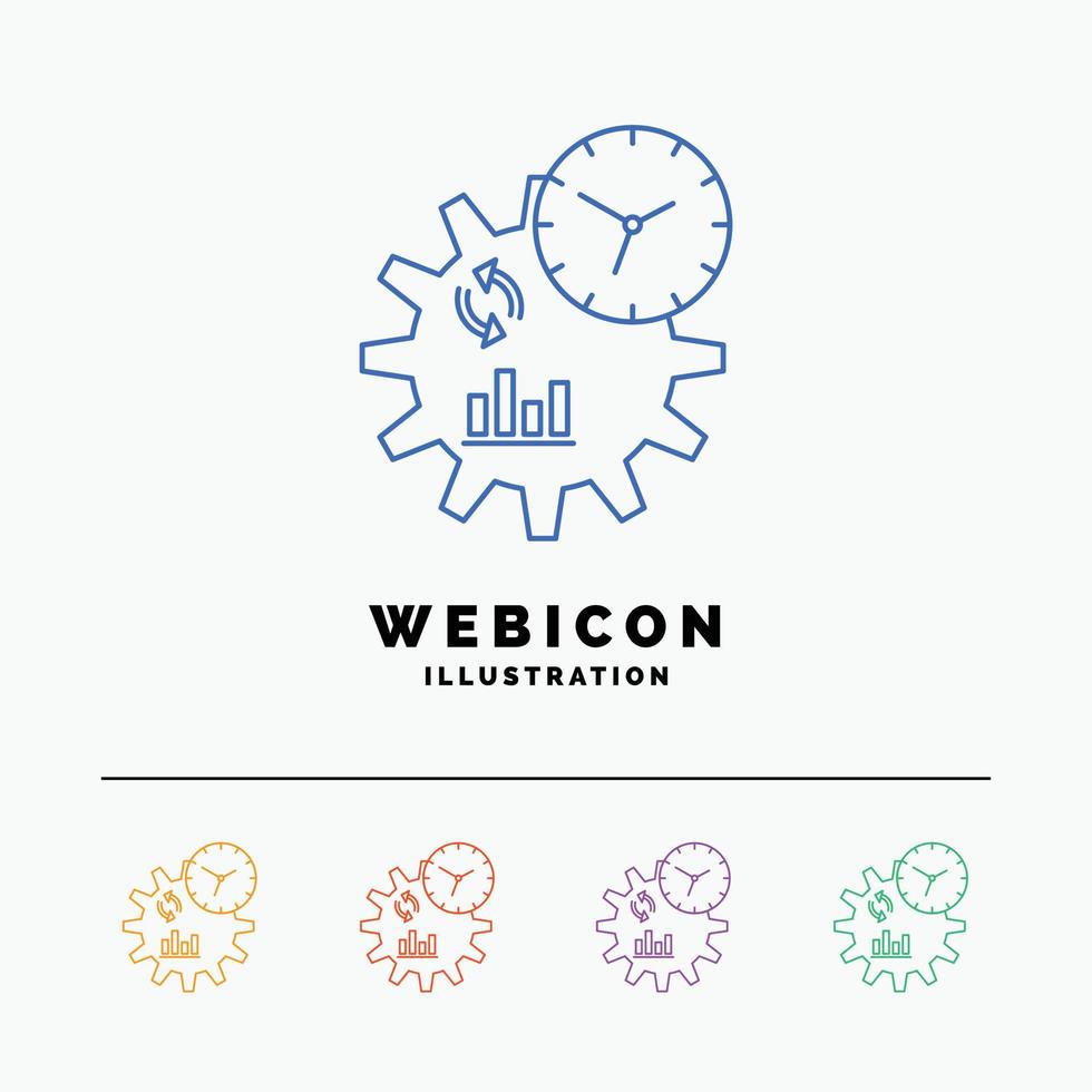 Business. engineering. management. process 5 Color Line Web Icon Template isolated on white. Vector illustration