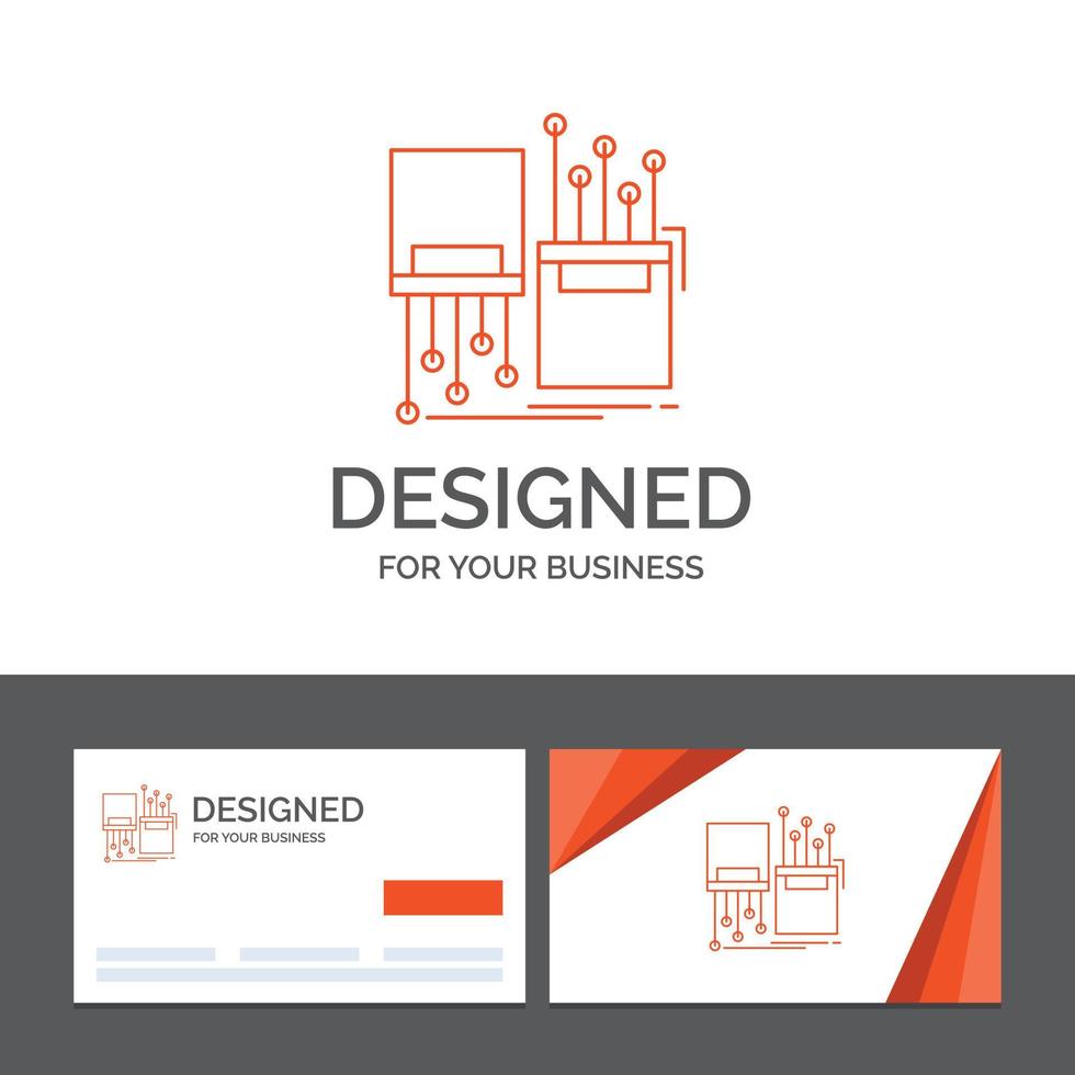 Business logo template for digital. fiber. electronic. lane. cable. Orange Visiting Cards with Brand logo template vector