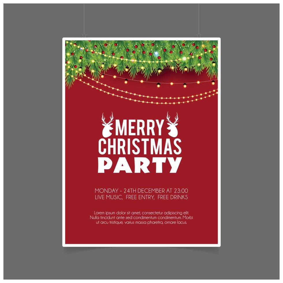 Christmas card design with elegant design and red background vector