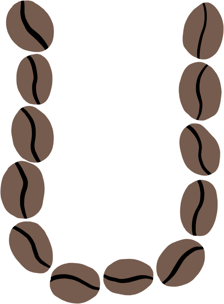 doodle croquis à main levée dessin de l'alphabet de grains de café. png