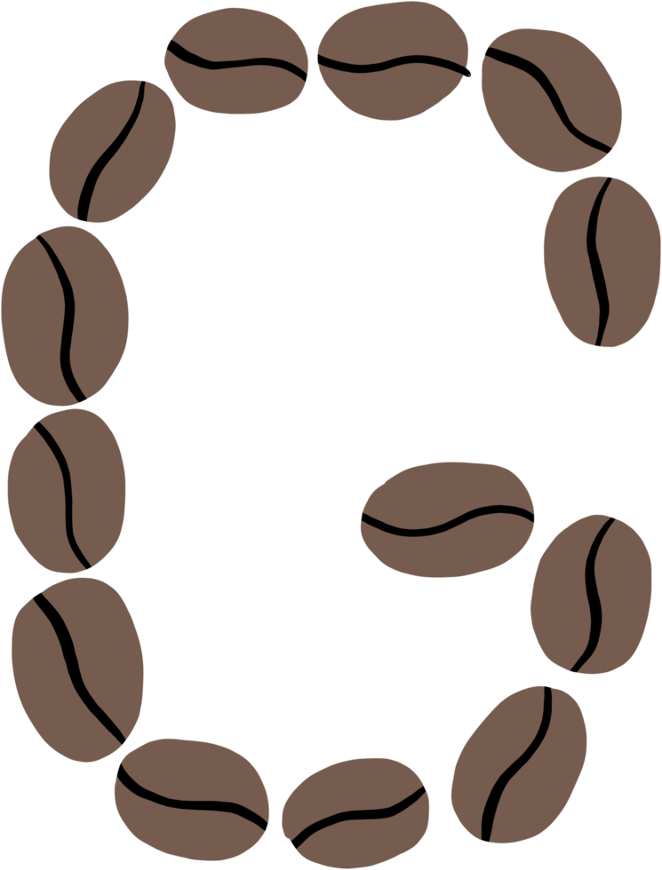 scarabocchio a mano libera schizzo disegno di caffè fagiolo alfabeto. png