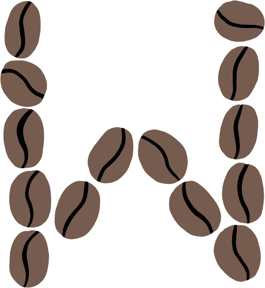 doodle freehand sketch drawing of coffee bean alphabet. png