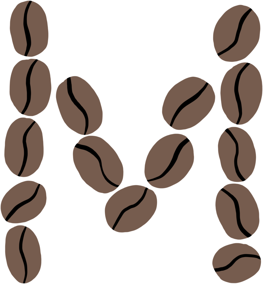 doodle freehand sketch drawing of coffee bean alphabet. png