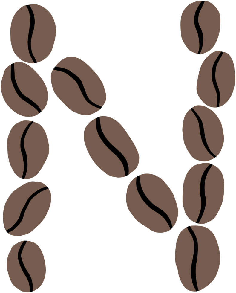doodle freehand sketch drawing of coffee bean alphabet. png