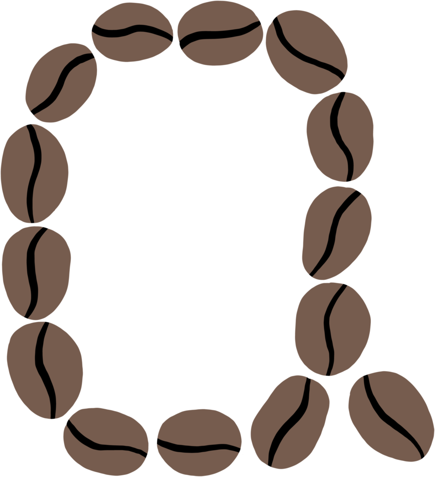 doodle freehand sketch drawing of coffee bean alphabet. png