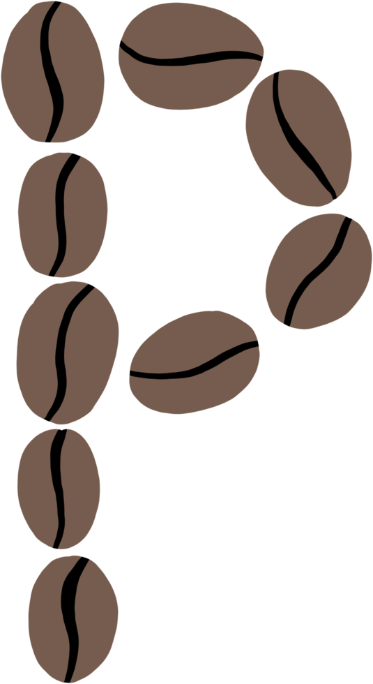 doodle freehand sketch drawing of coffee bean alphabet. png