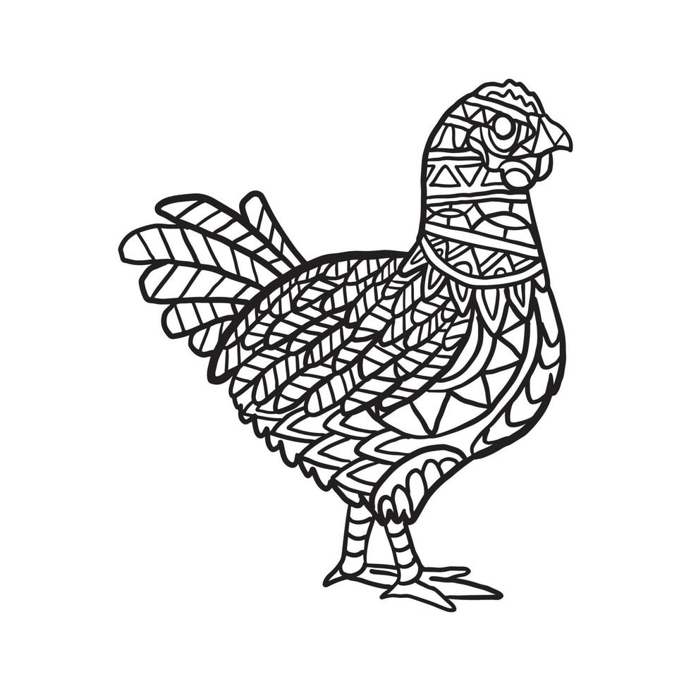 Chicken Hen Doodle Pattern vector