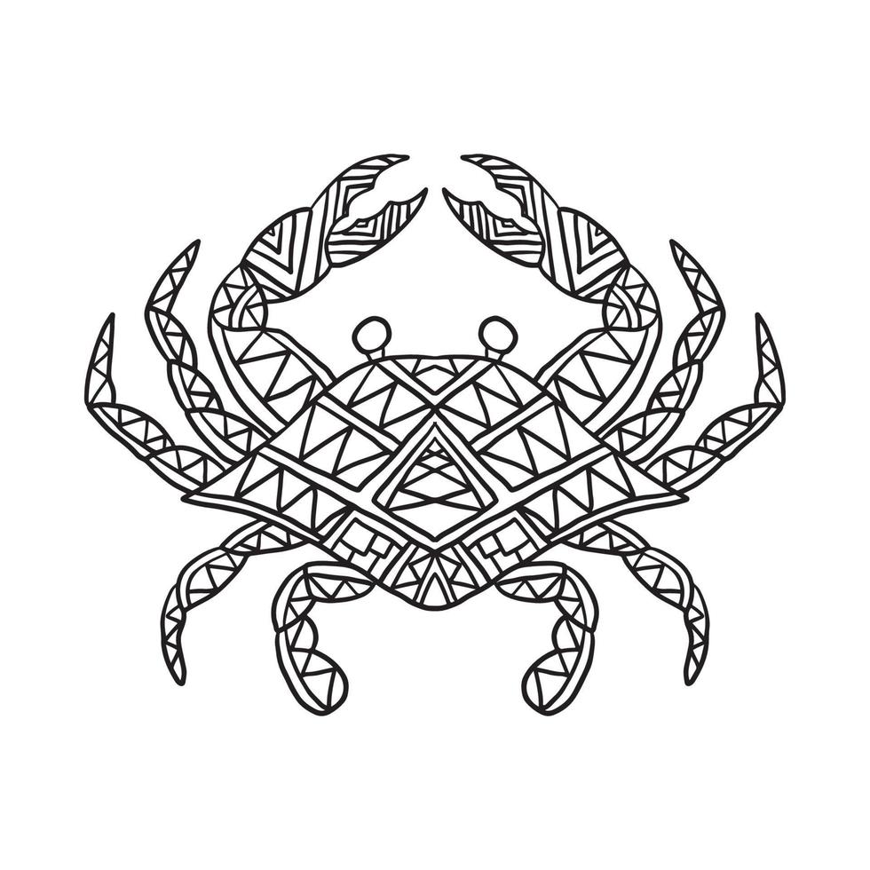 Crab Animal Doodle Pattern vector