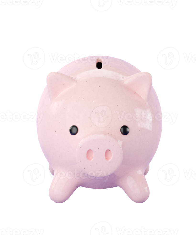 3d pink ceramic Piggy bank. png