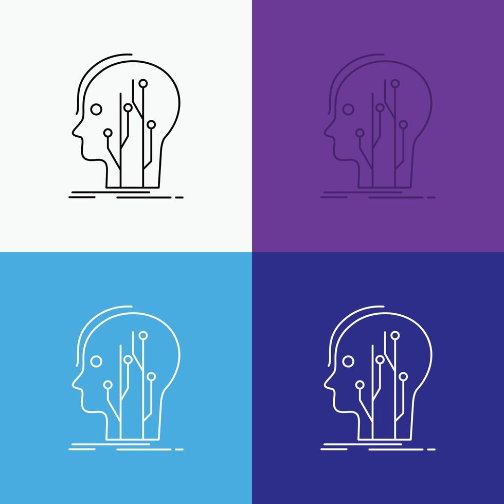 Data. head. human. knowledge. network Icon Over Various Background. Line style design. designed for web and app. Eps 10 vector illustration