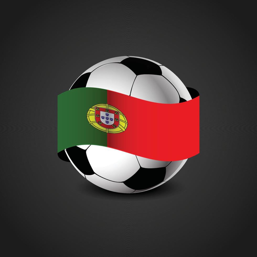 bandera de portugal alrededor del fútbol vector