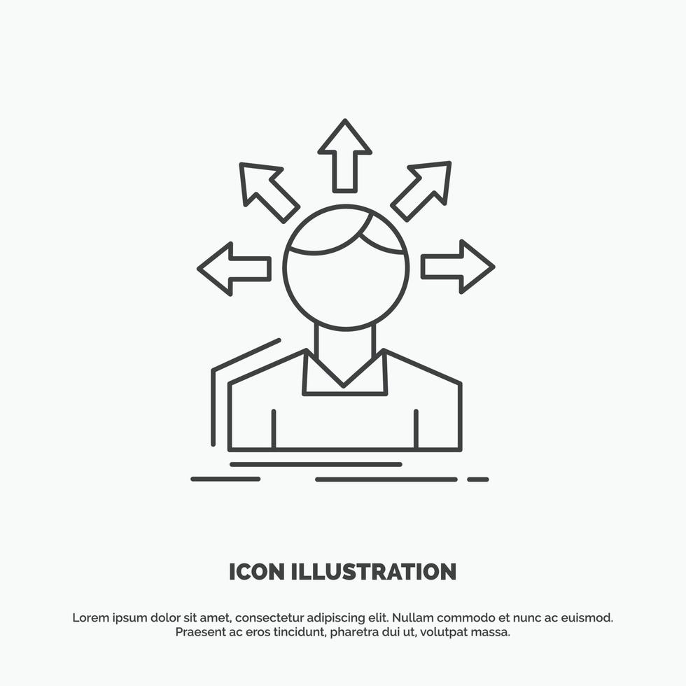 diferencia de conversión. diversidad. opciones estructura. icono de transición de usuario. símbolo gris vectorial de línea para ui y ux. sitio web o aplicación móvil vector