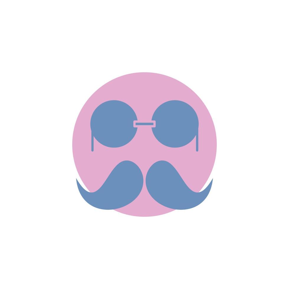 bigote. inconformista. movimiento lentes. icono de glifo de hombres. vector