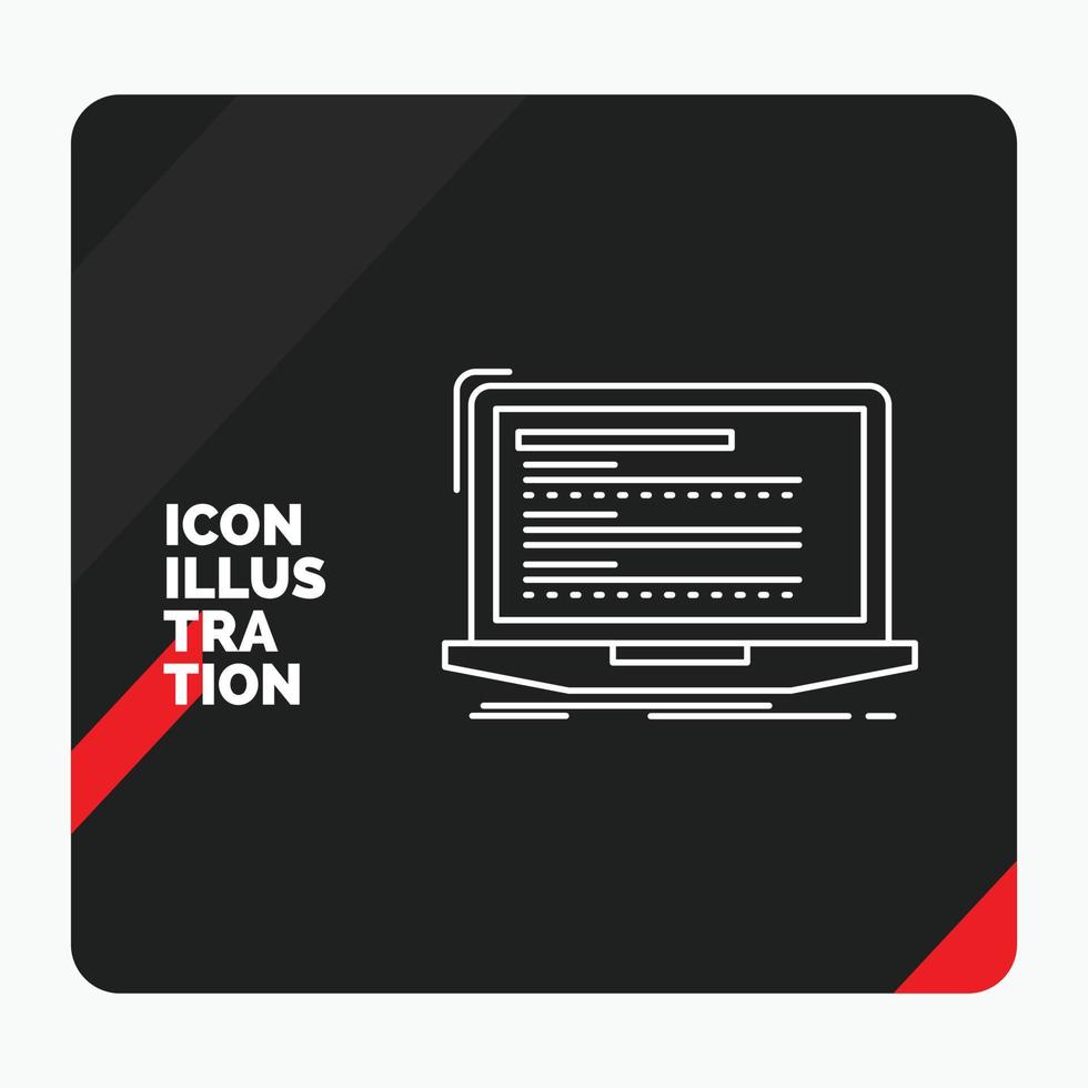 fondo de presentación creativa rojo y negro para código. codificación. computadora. monobloque. icono de línea de portátil vector
