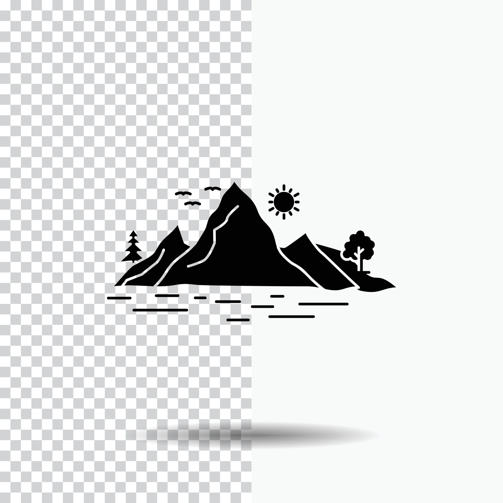 Nature. hill. landscape. mountain. tree Glyph Icon on Transparent