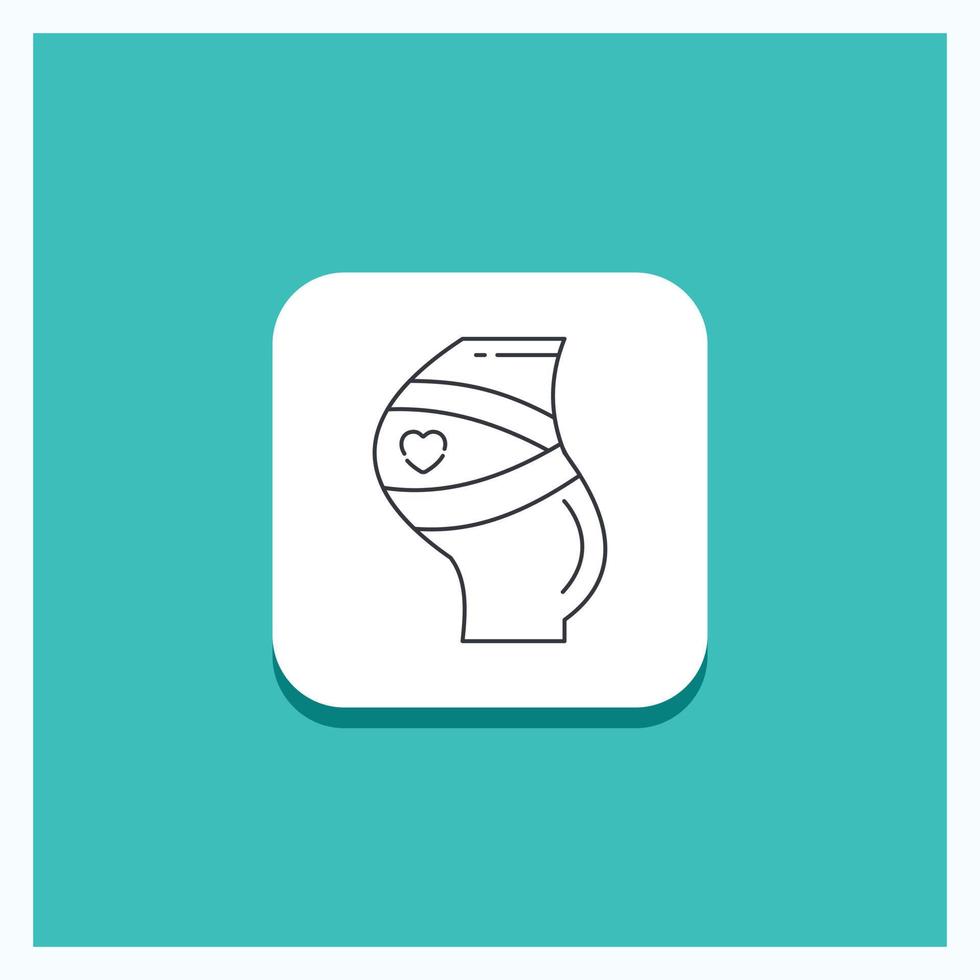 Round Button for Belt. Safety. Pregnancy. Pregnant. women Line icon Turquoise Background vector