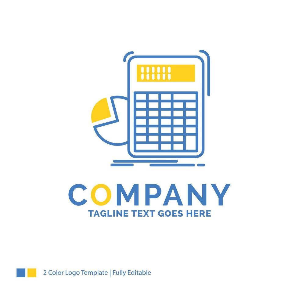 calculator. calculation. math. progress. graph Blue Yellow Business Logo template. Creative Design Template Place for Tagline. vector