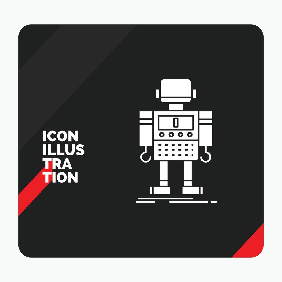 Red and Black Creative presentation Background for autonomous. machine. robot. robotic. technology Glyph Icon vector