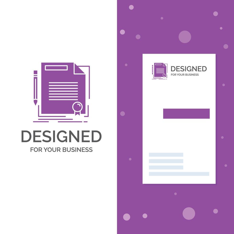 Business Logo for agreement. contract. deal. document. paper. Vertical Purple Business .Visiting Card template. Creative background vector illustration